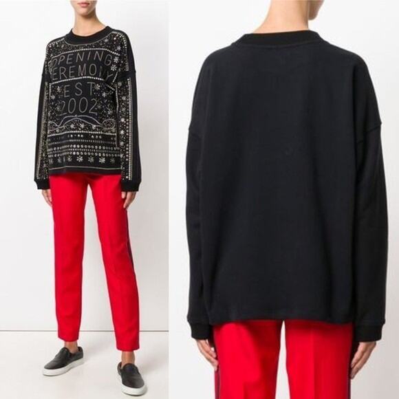 Opening Ceremony 2002 Studded Logo Sweatshirt Jumper Gold Silver Long Sleeve S - Picture 3 of 13